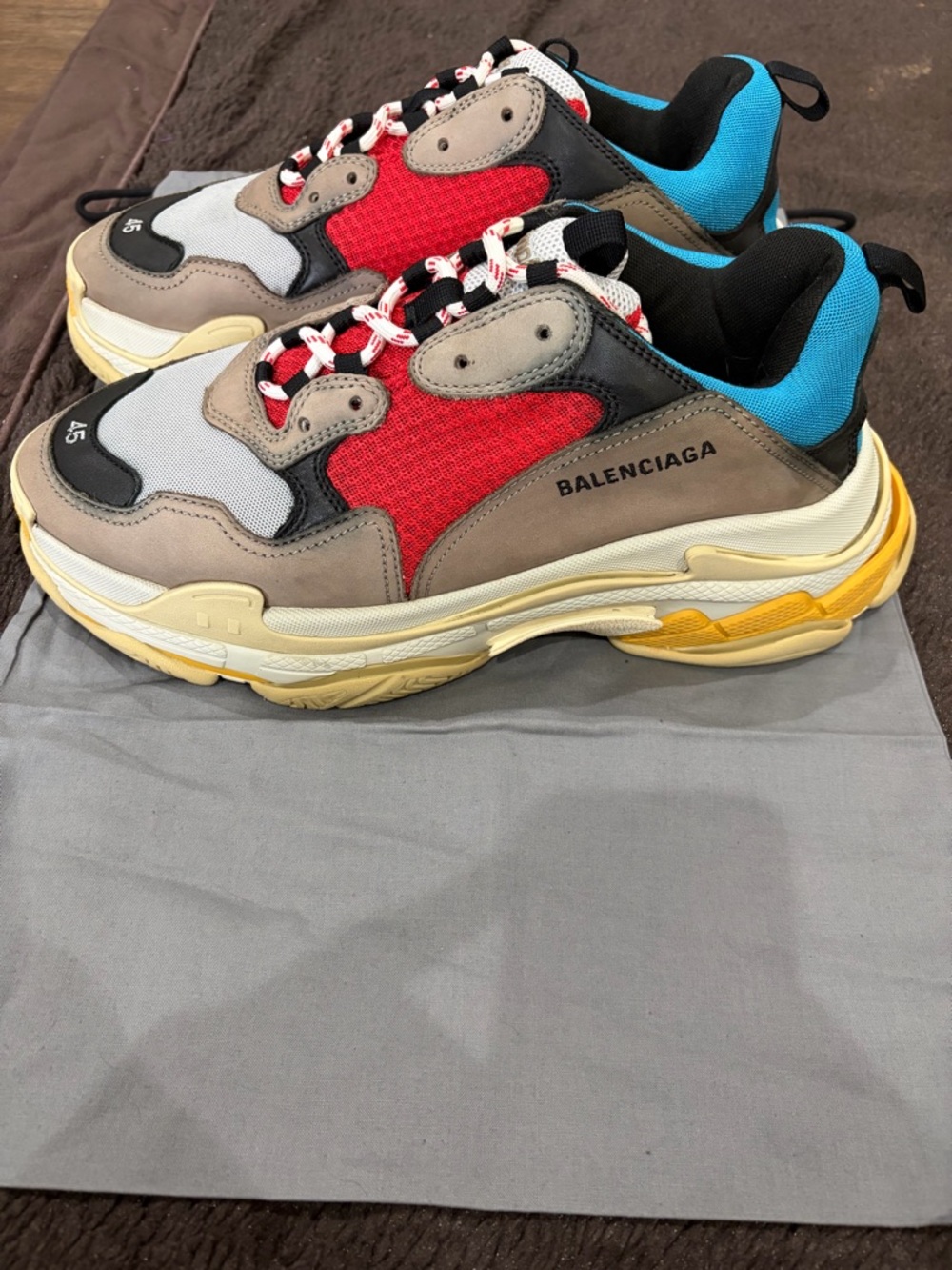 Balenciaga Chunky Triple S Sneakers in Red, Beige, Gray & Black - Picture 7 of 11